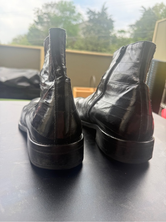 Kenneth Cole New York Black Eel Skin Made In Italy Ankle Boots